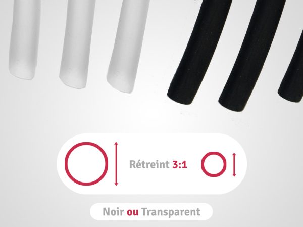 categorie longueurs noires ou transparentes en rétreint 3:1