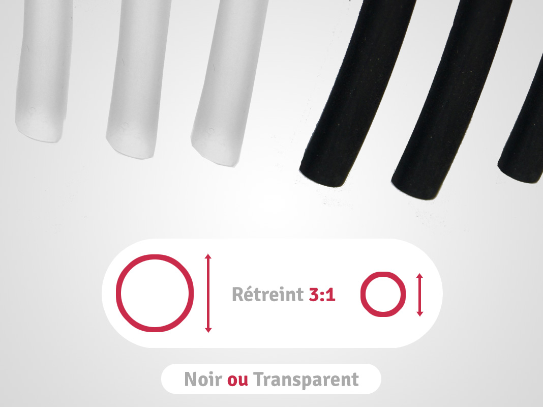 categorie longueurs noires ou transparentes en rétreint 3:1