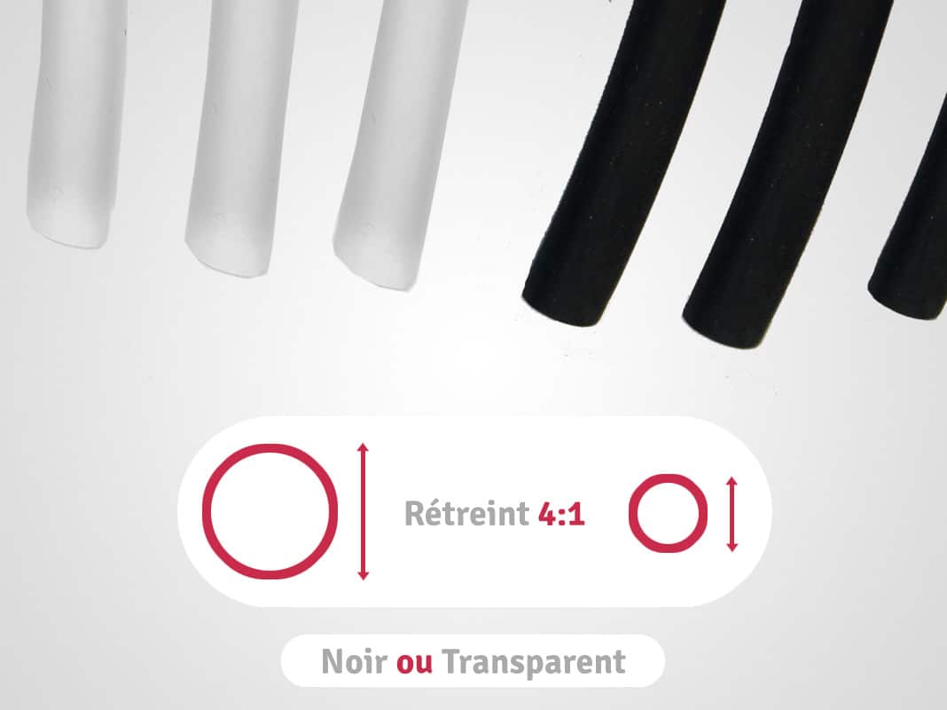 categorie longueurs noires ou transparentes en rétreint 4:1